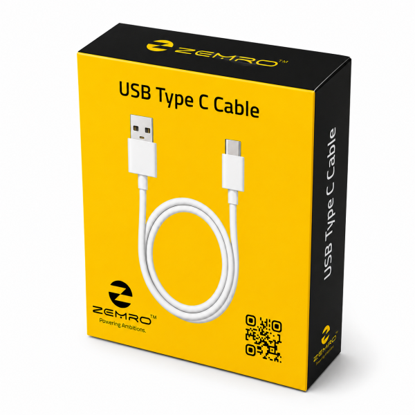 Zemro USB Type-C Cable | USB-A to USB-C Charging & Data Cable | White