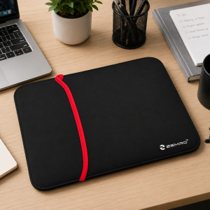 Reversible Laptop Sleeve, Black/Red, Water Repellent, Slim Fit