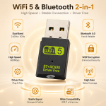 Zemro USB WiFi 5 & Bluetooth 5.0 Adapter | AC600 Dual Band 2.4GHz/5GHz Wireless Dongle image 3